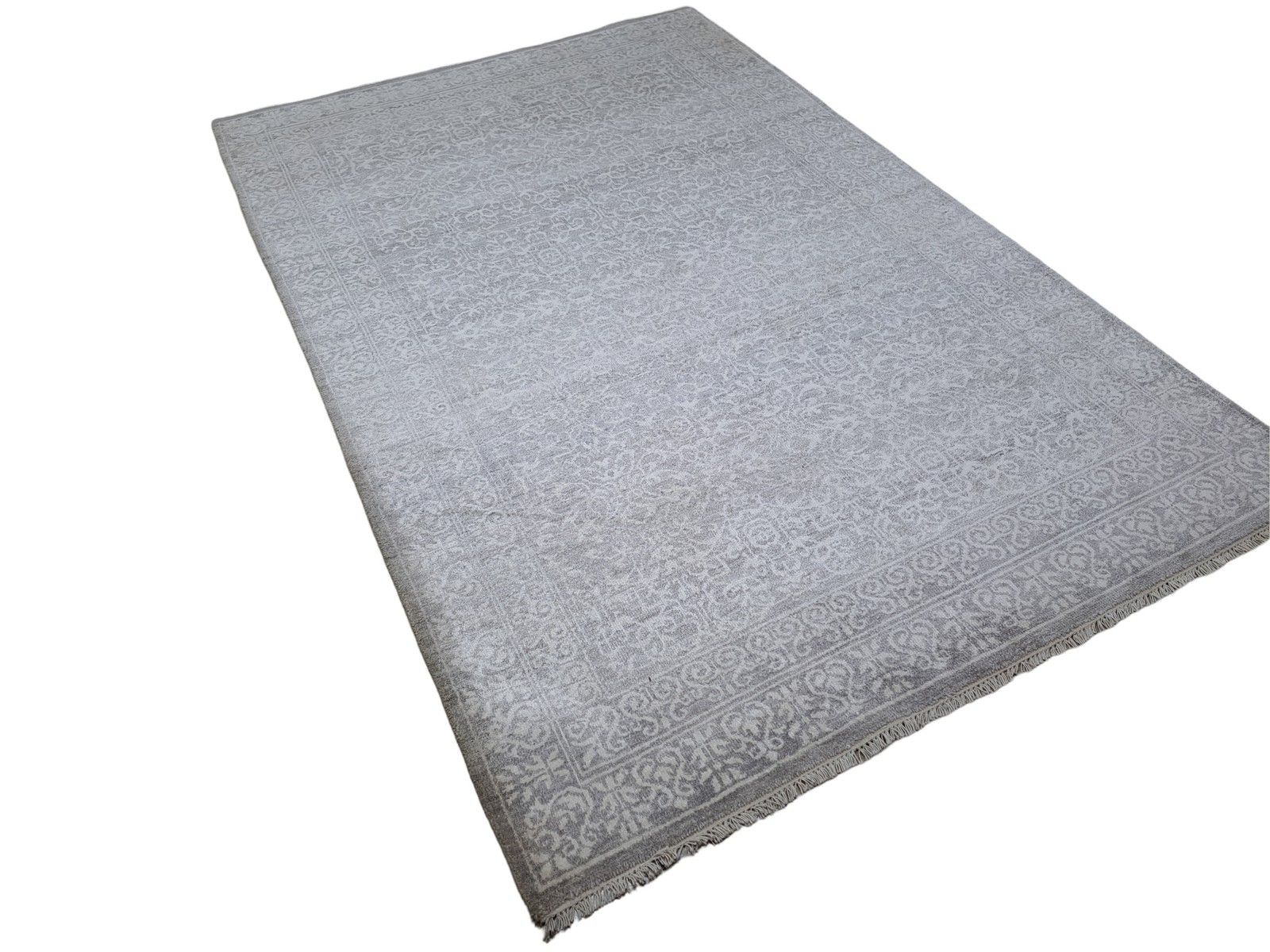 5.6x8 Ft Pure Silk Handmade Rug. Hand Knotted Carpet For Modern Living Room photo Textiles