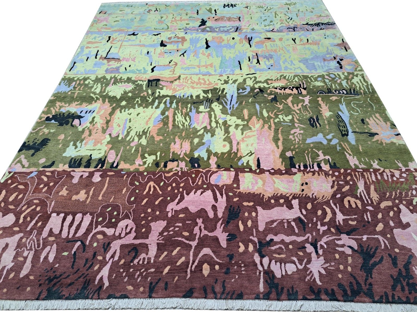 8x10 Ft Hand Knotted Nepalese Rug. 100% Wool & Silk Touch. Brand New Carpet