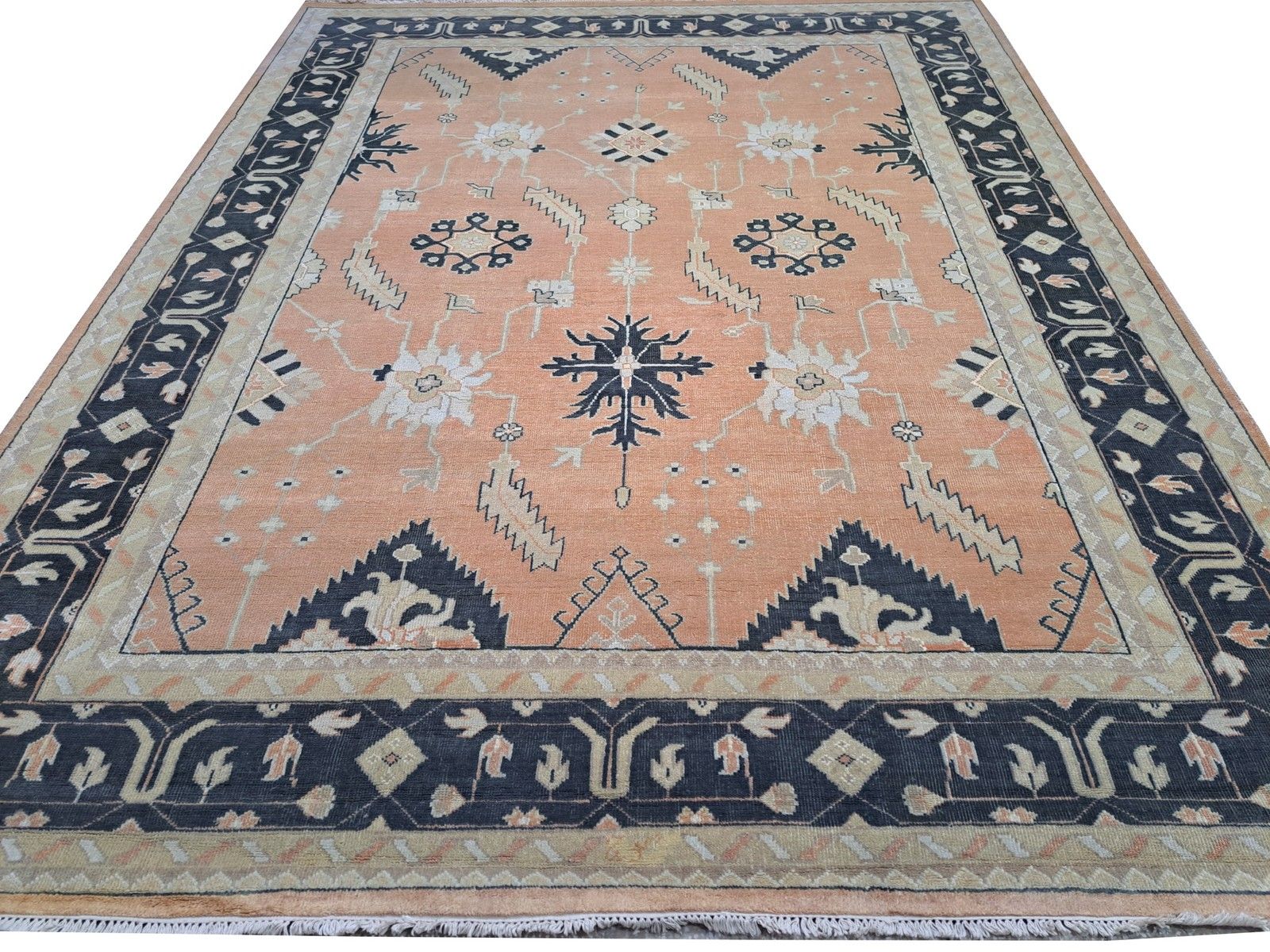 9x12 Ft New Handknotted Oushak Style Rug. All Wool Carpet. Custom Options Avail.