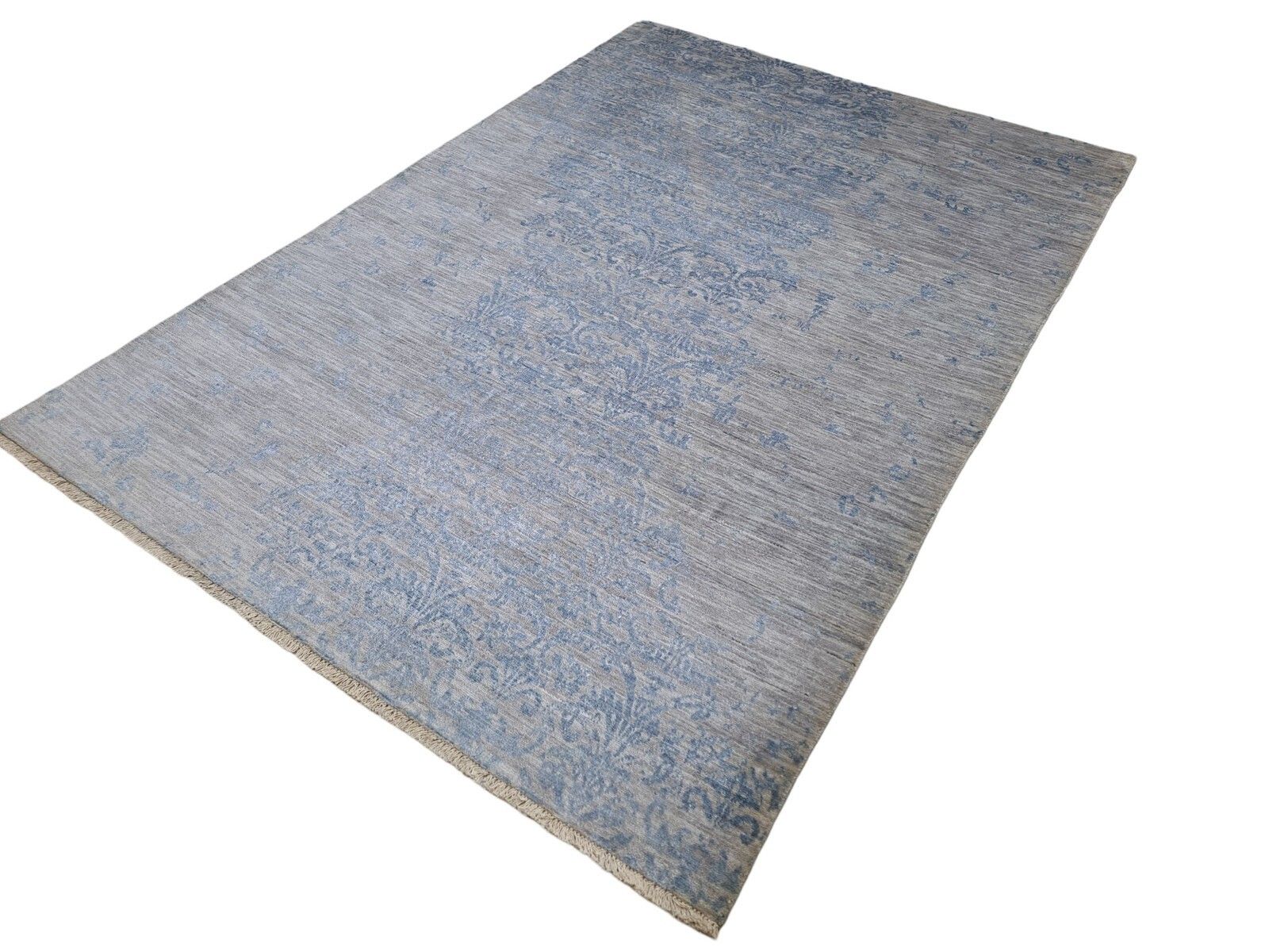 5.6x8 Ft Luxury Hand Knotted Silk Rug. 100% Pure Silk Modern Design Carpet photo furniture