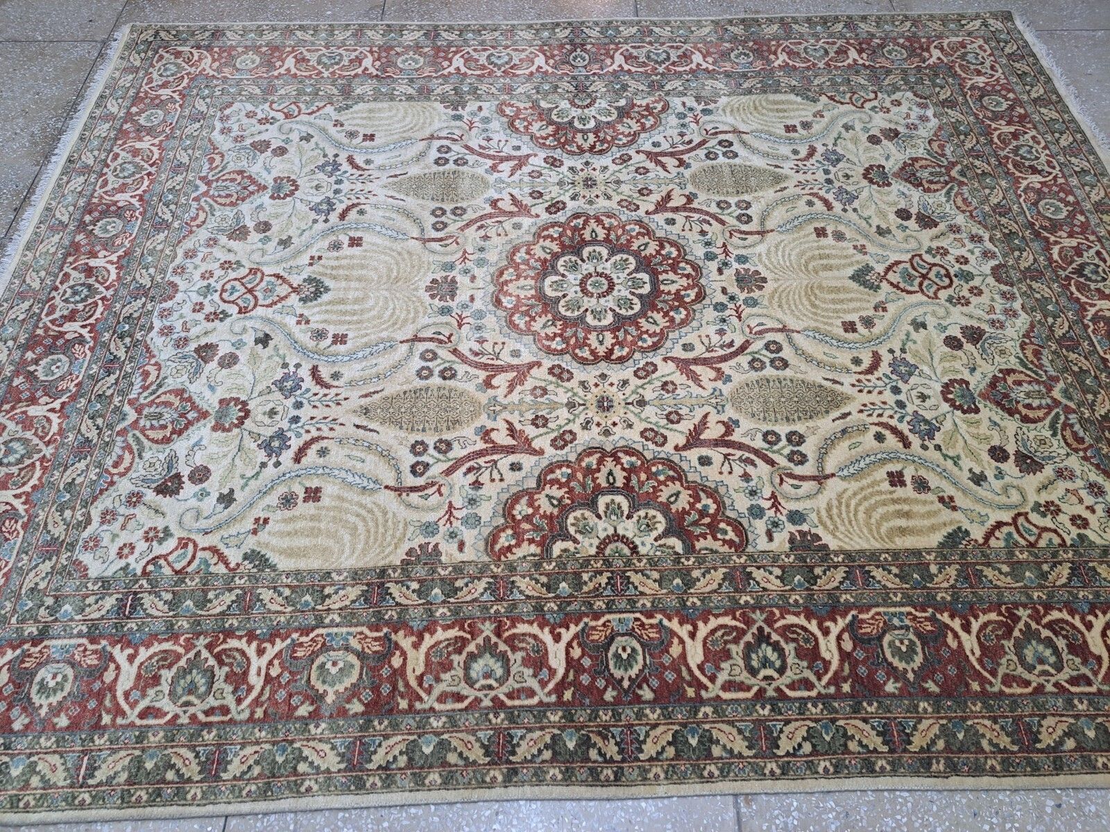 8x10 Ft Hand Knotted Rug. 100% Wool. Antique Heriz Inspired Design Carpet photo 2892.0