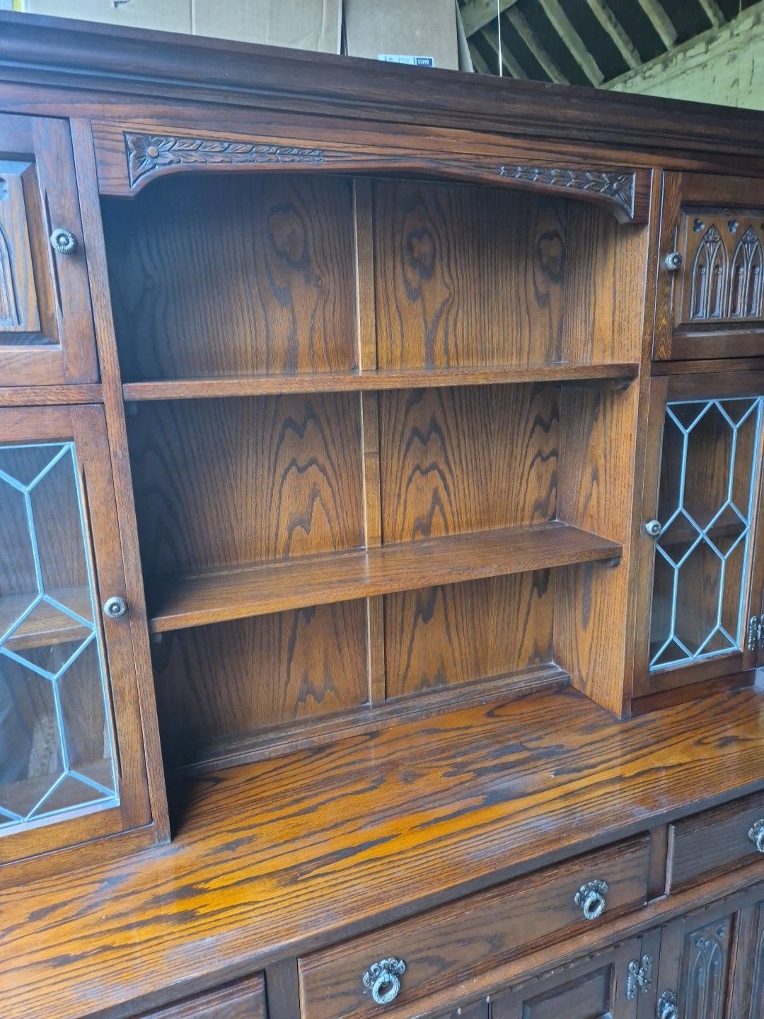 photo for sale Old Charm Warwick Oak Dresser In Medium Oak Finish Tudor Style