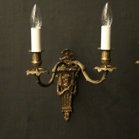 French Pair Of Bronze Antique Wall Sconces photo furniture