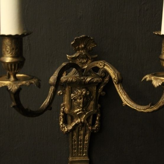 French Pair Of Bronze Antique Wall Sconces photo for sale