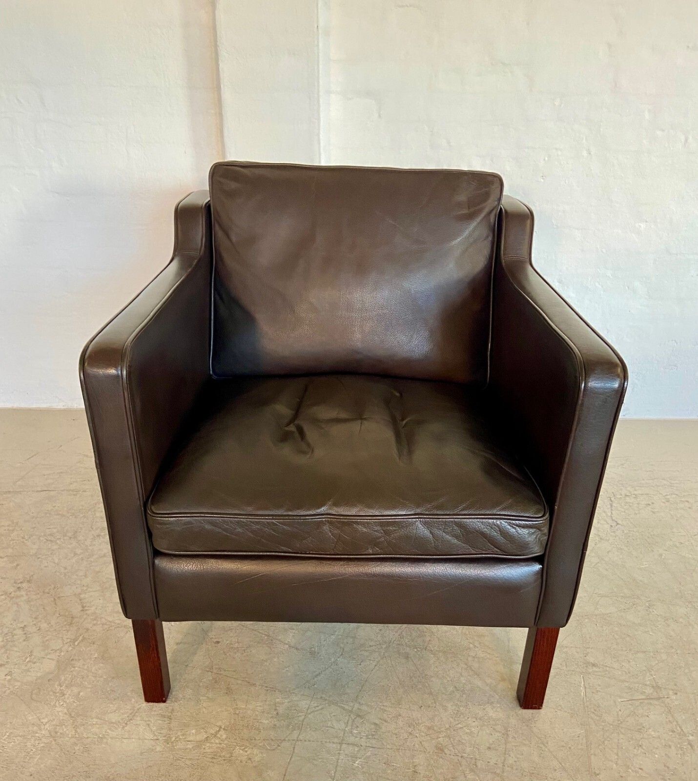 Mid Century Stouby Leather Lounge Chair  And Stool In Brown Leather photo buy