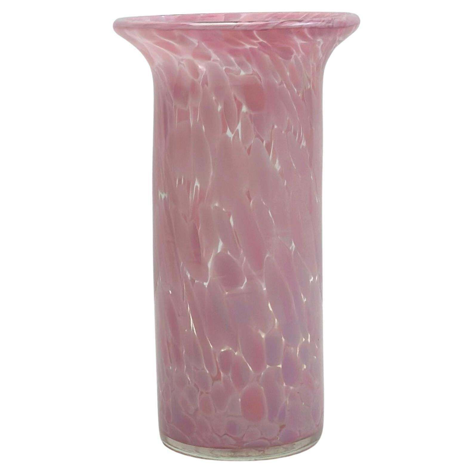 Vintage Mdina Pink Mottled Glass Spill Vase, Malta, 1980s