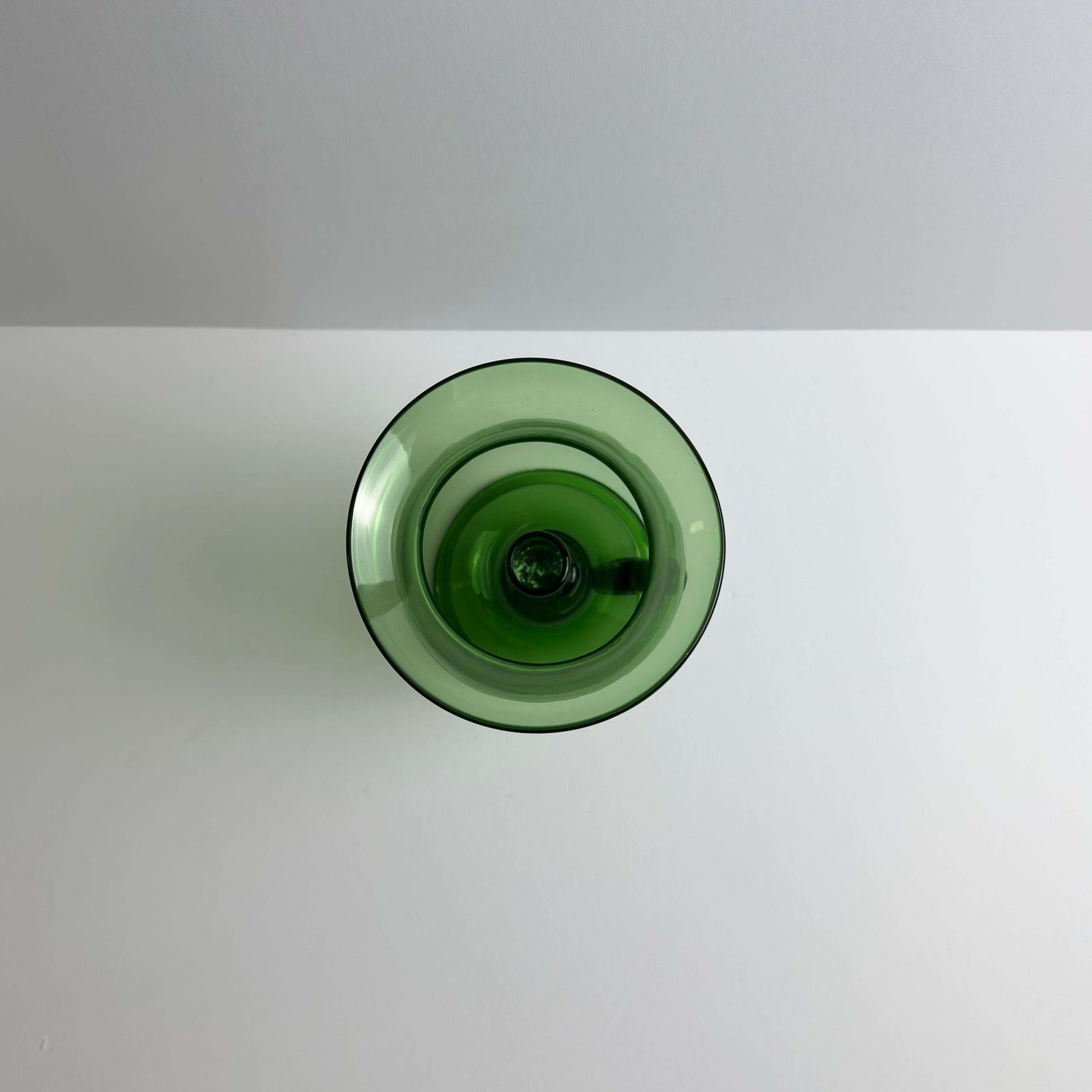 Mid Century Empoli Green Glass Hurricane Lamp, Italy 1960s photo buy