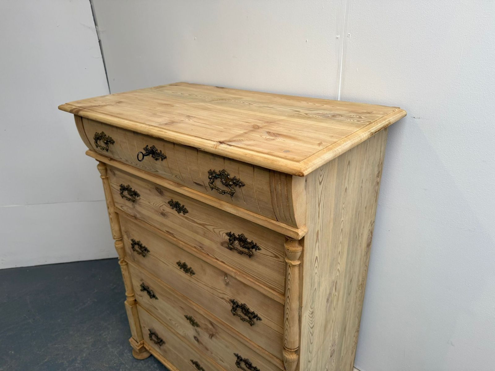 A Mint Clean Victorian Pine Tall Chest Of Drawers To Wax/Paint photo vintage