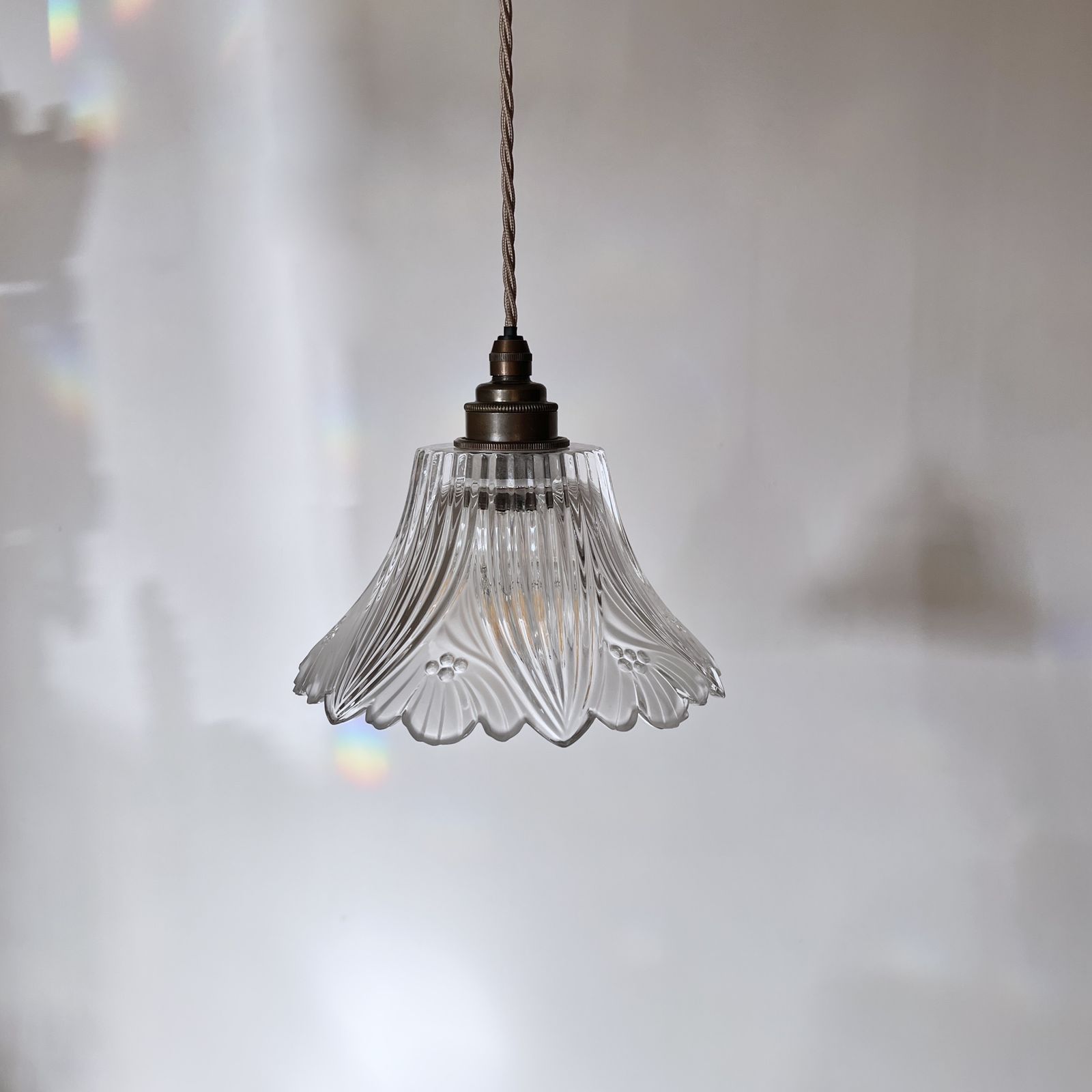 Set Of Three Floral Frill Glass Shades photo for sale