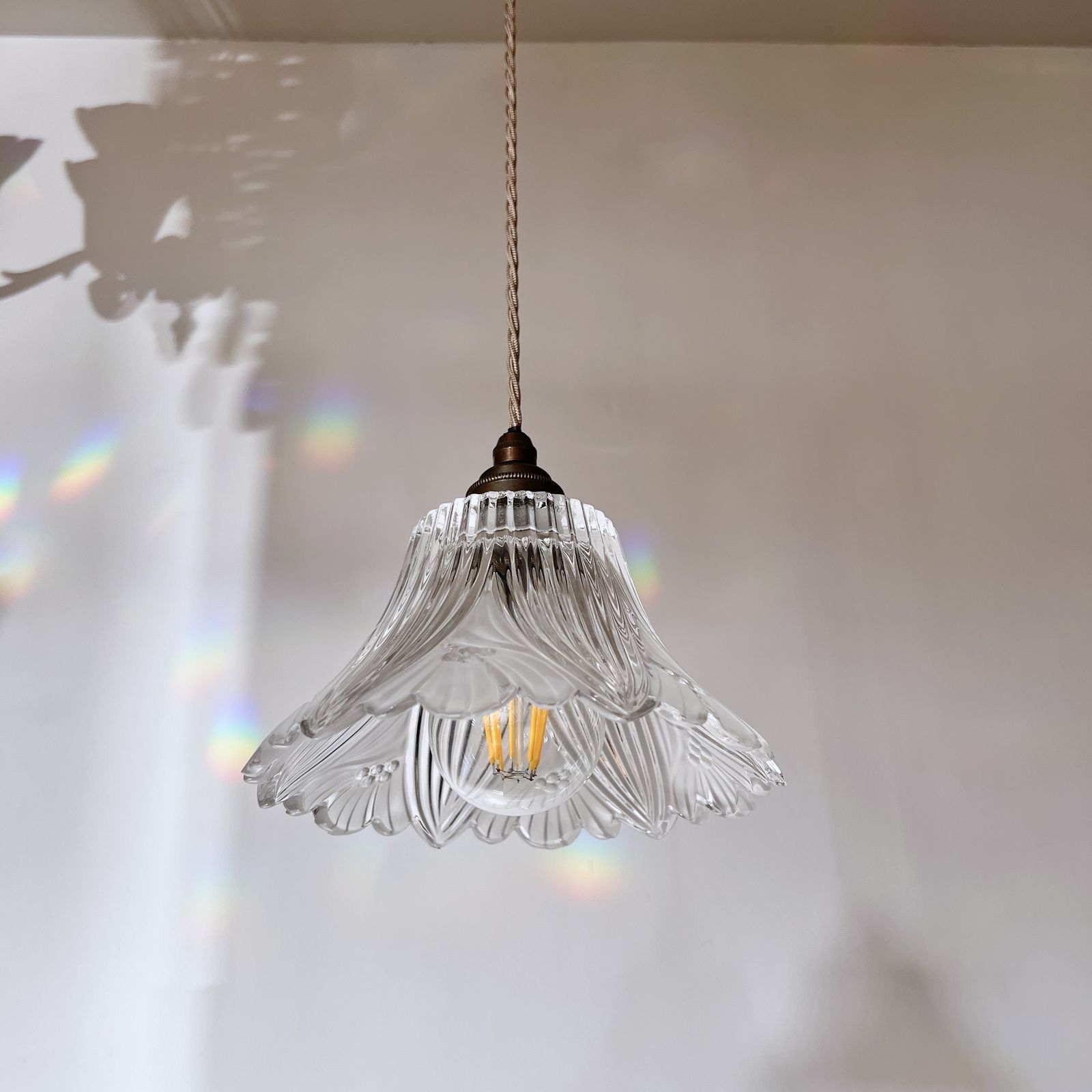 Set Of Three Floral Frill Glass Shades photo Lighting