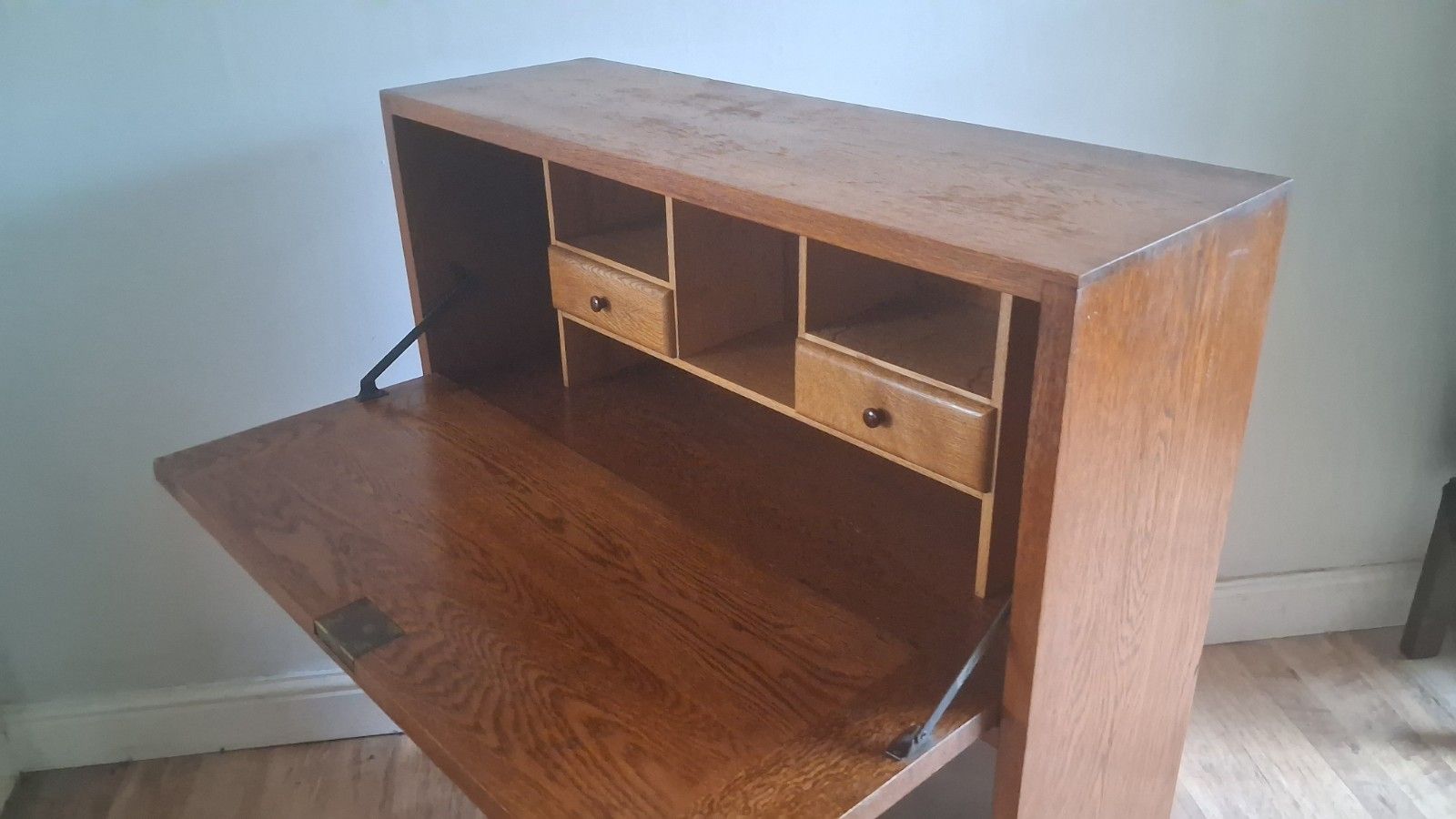 Delightful  1960's Odhams Of London Solid Oak Mid Century Bookcase /Bureau photo vintage