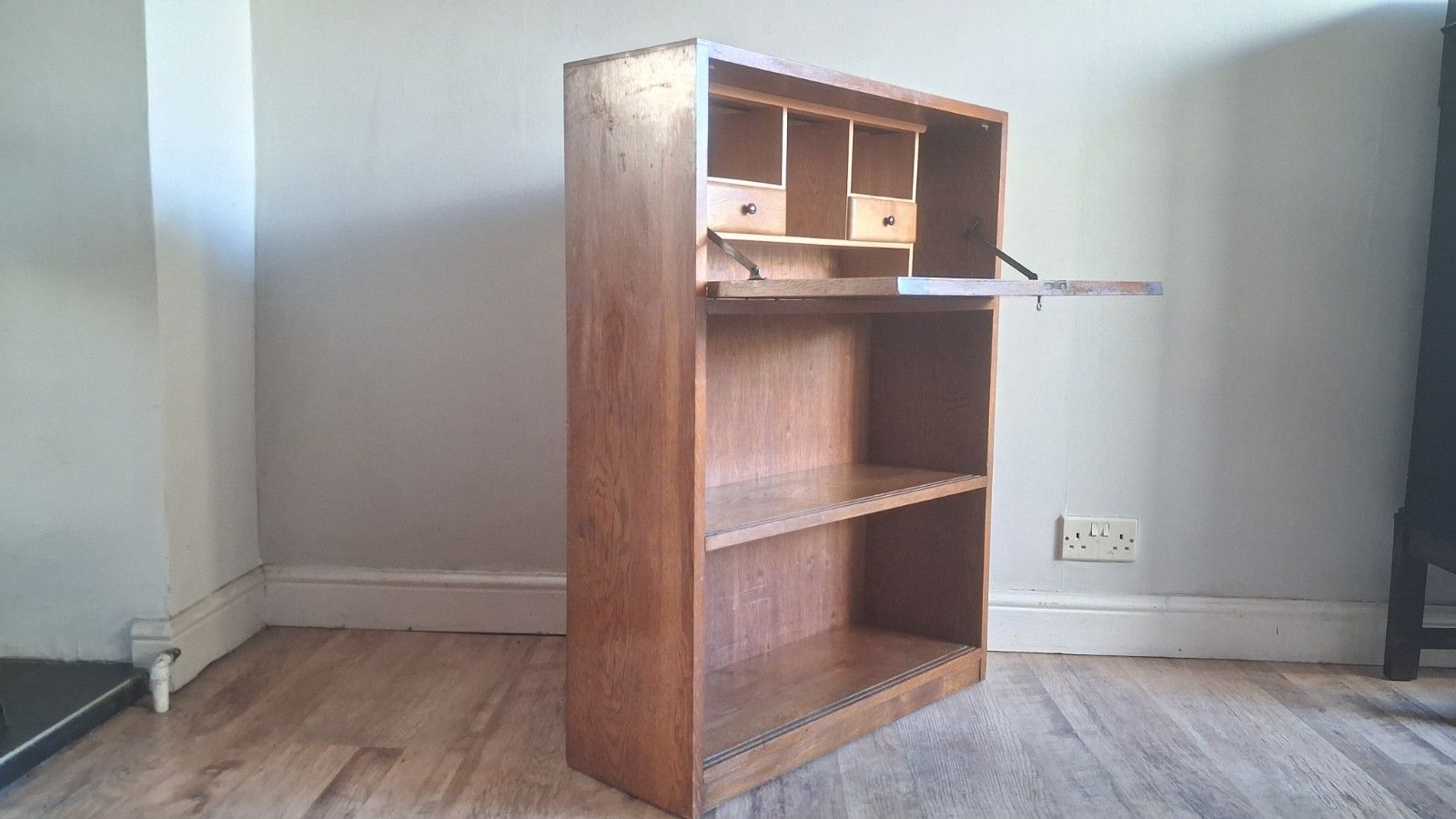 Delightful 1960's Odhams Of London Solid Oak  Mid Century Bookcase Bureau