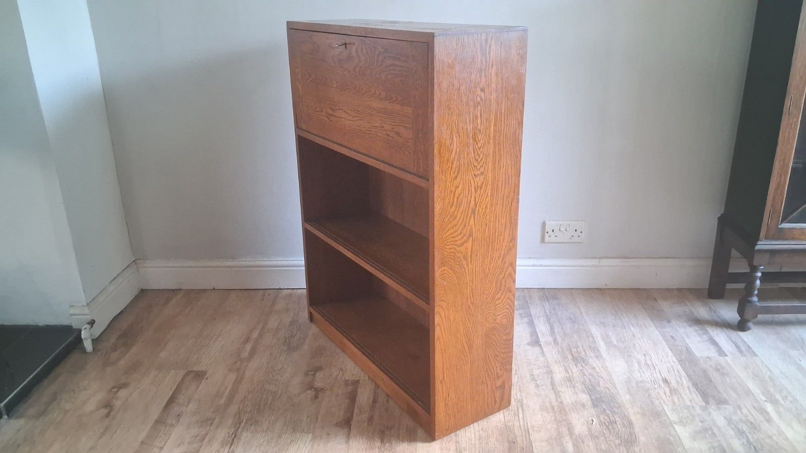 photo for sale Delightful 1960's Odhams Of London Solid Oak  Mid Century Bookcase Bureau
