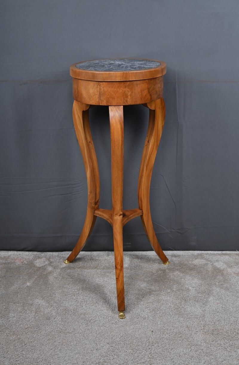 Cherrywood And Marble Pedestal Table, Restoration Period – Early 19th Century photo for sale