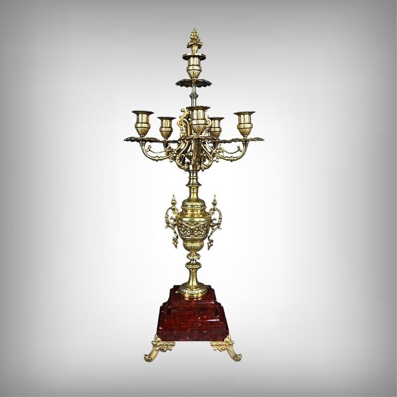 Pair Of Important Bronze Candelabra, Renaissance Style – 1920 photo furniture