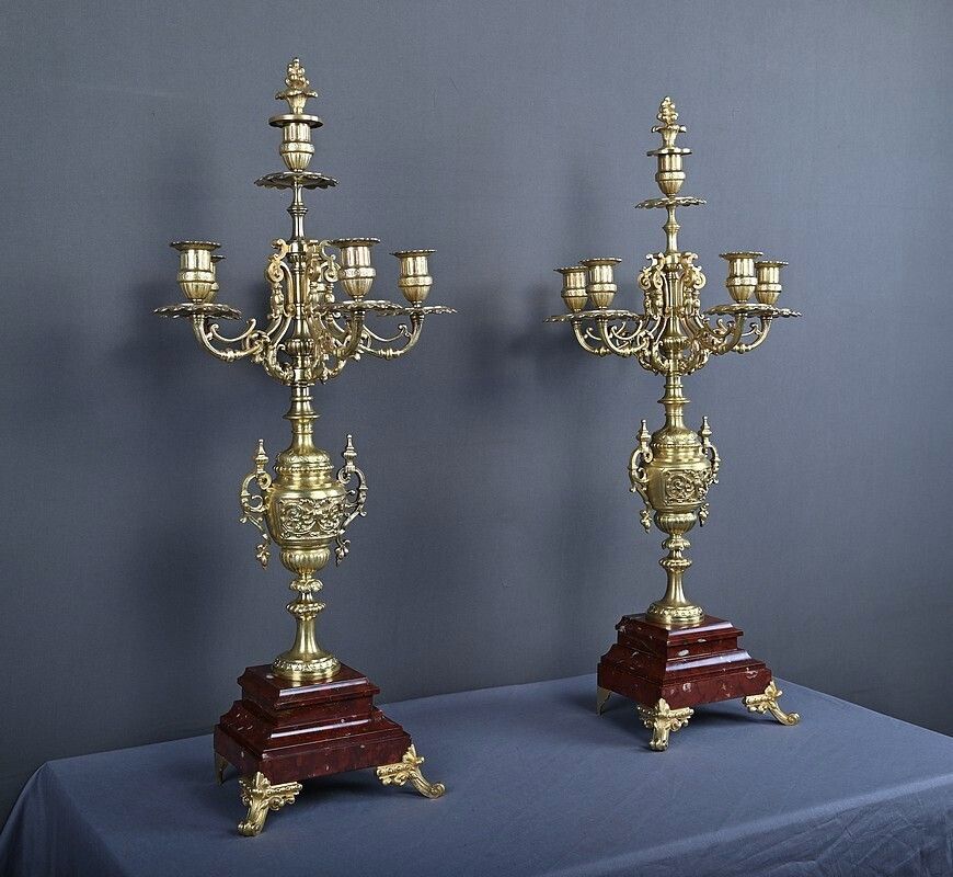 Pair Of Important Bronze Candelabra, Renaissance Style – 1920 photo Home Decor