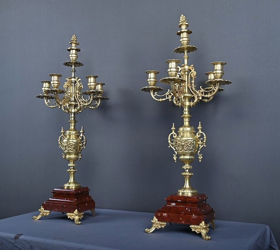 Pair Of Important Bronze Candelabra, Renaissance Style – 1920 photo 1210.0