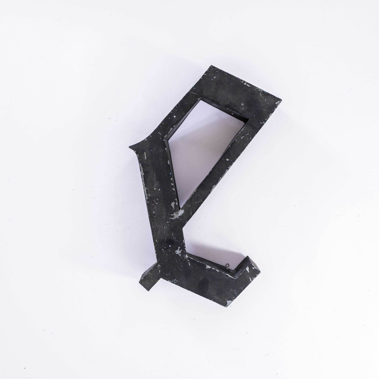 1950's Original Large French Metal Shop Signage Gothic Letters   Letter E
