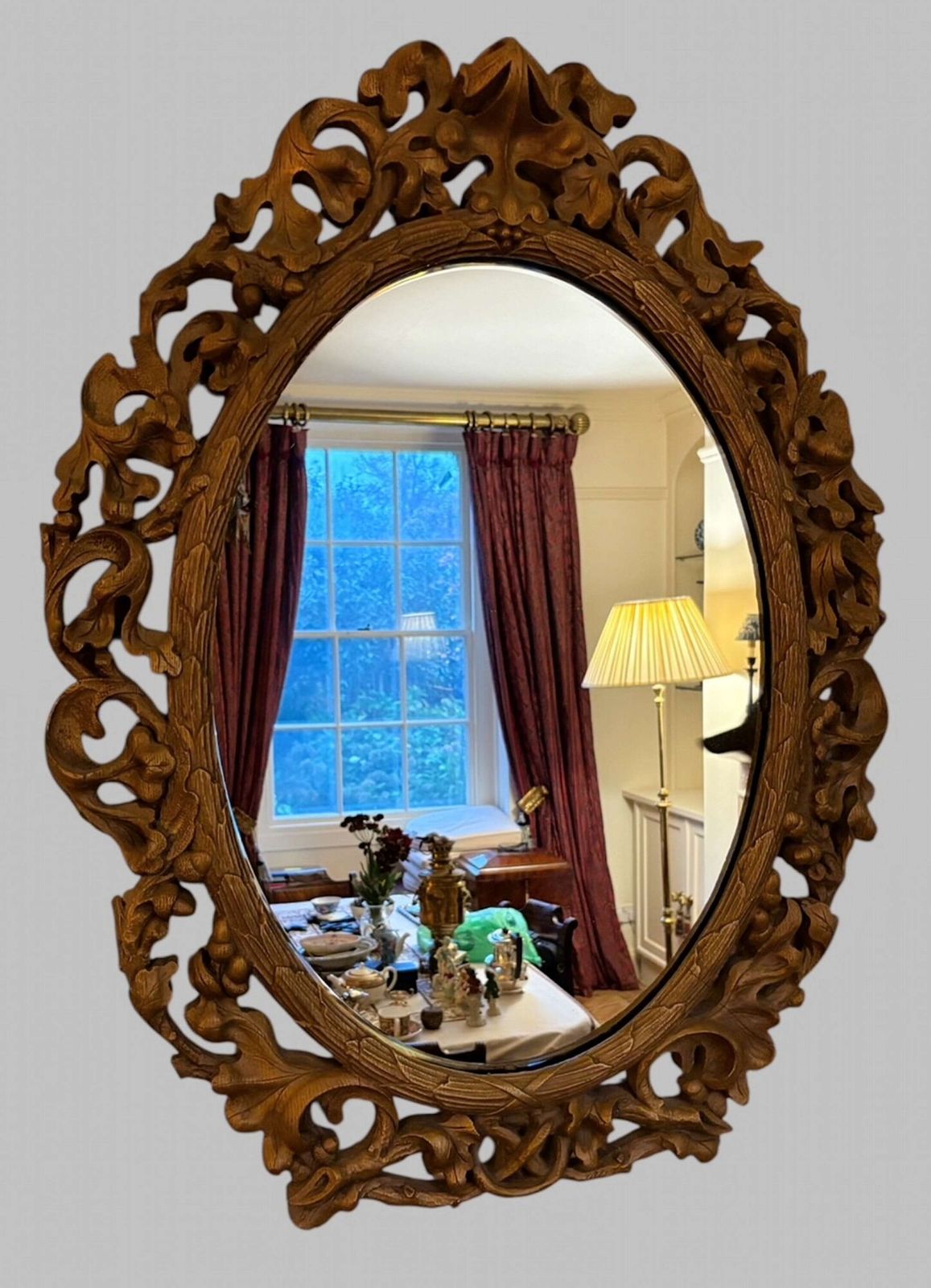 An Attractive Hand Carved Wood And Gesso Mirror