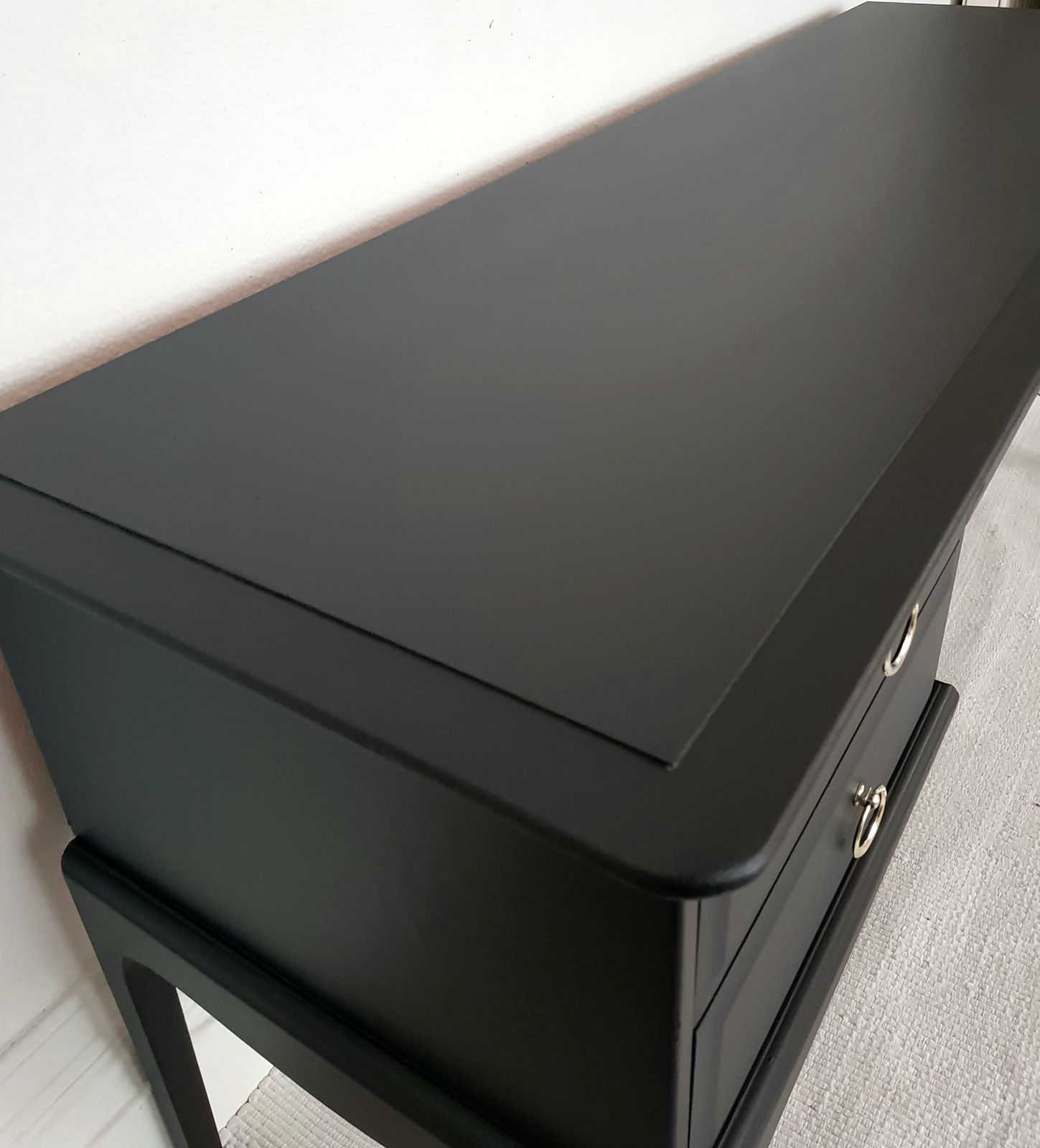 A Stag Minstrel Painted Mahogany Dressing Table & Stool, Vintage Sideboard, Desk, Matt Black, Upcycled. photo Furniture