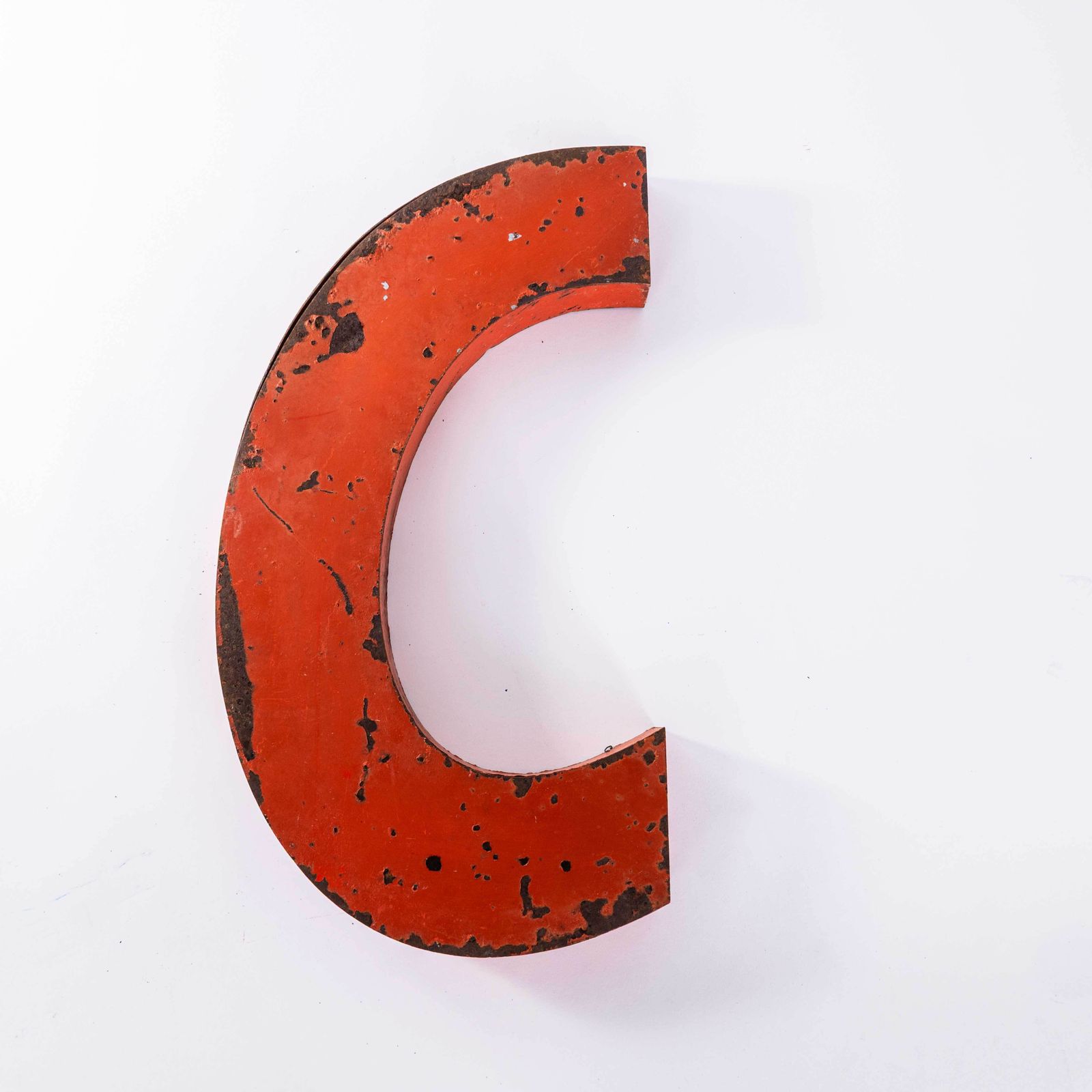 1950's Original Large French Metal Shop Signage Letters   Letter C