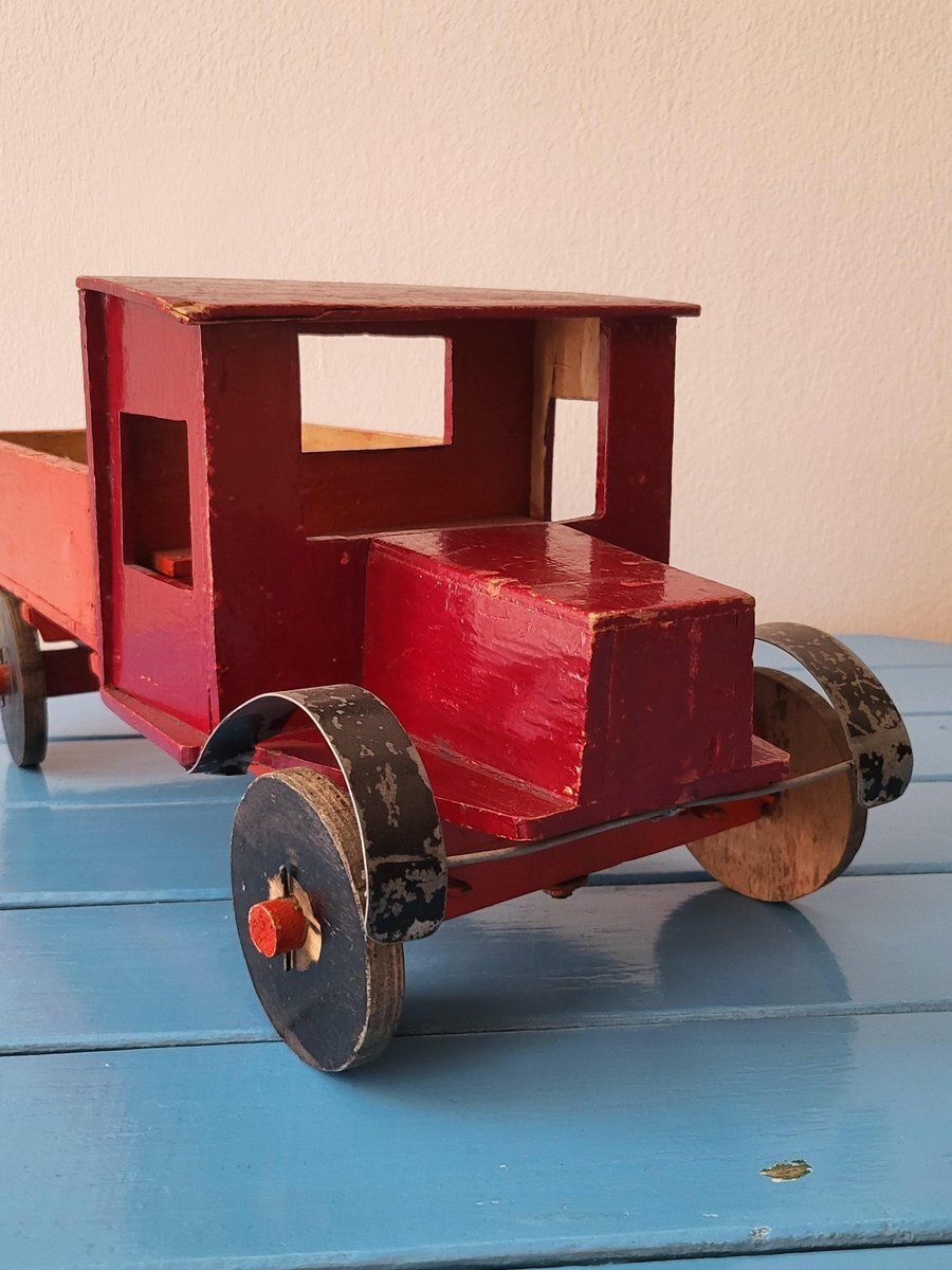 Antique Handmade Wooden Toy Truck, 1940s photo 665.0