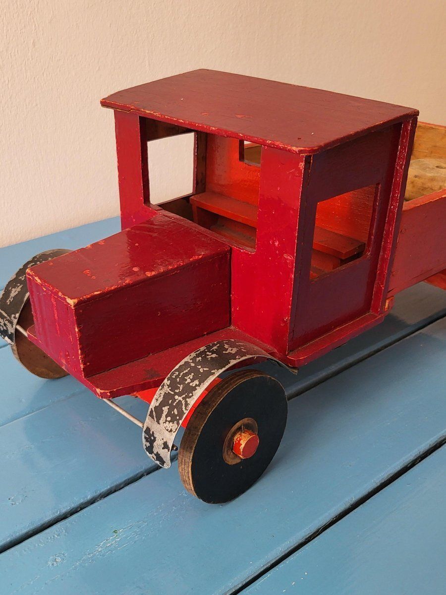 Antique Handmade Wooden Toy Truck, 1940s photo buy