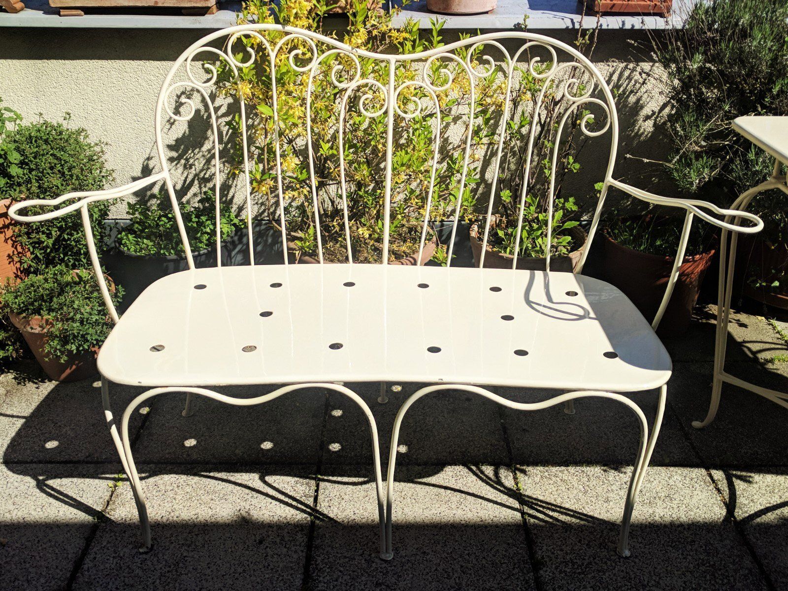 Mid Century Modern Austrian Wrought Iron Garden Seating Set By Karasek & Co, 1950s, Set Of 2 photo vinterior