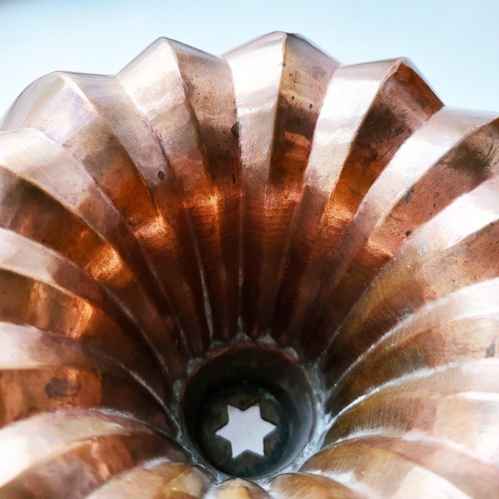 Antique Copper Bundt Cake Mold, 1800s photo for sale