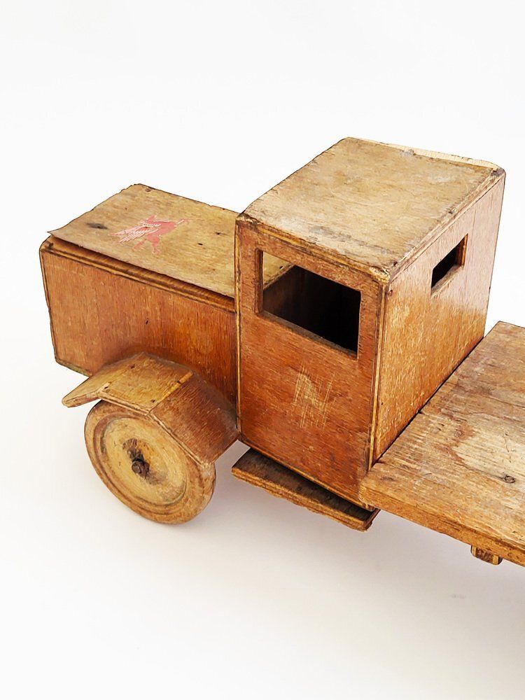 Antique Handmade Wooden Toy Truck, 1940s photo furniture
