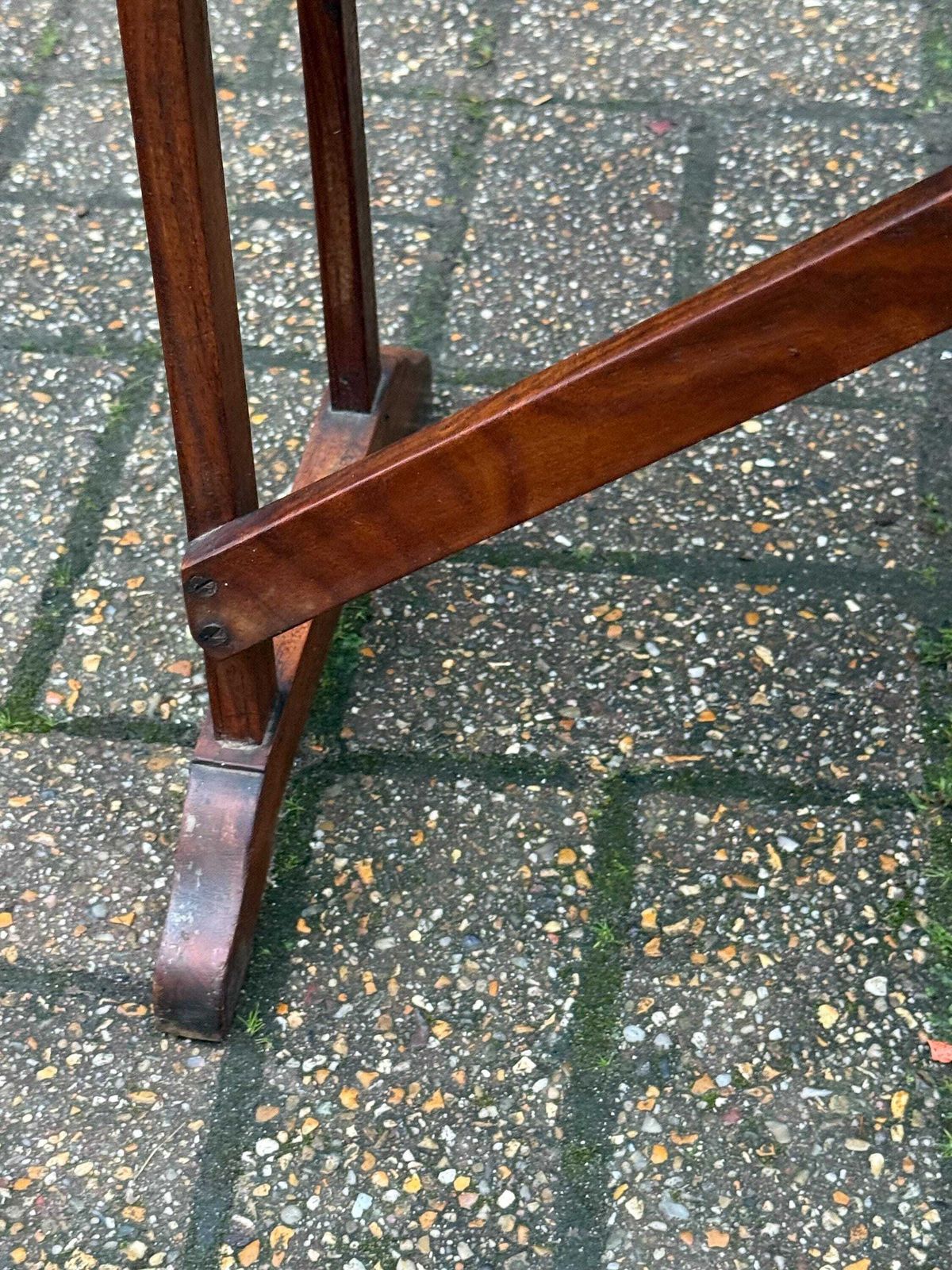 photo for sale Vintage Mahogany Side Table With Mid Century Colonial Revival X Frame Base, 1950s–70s
