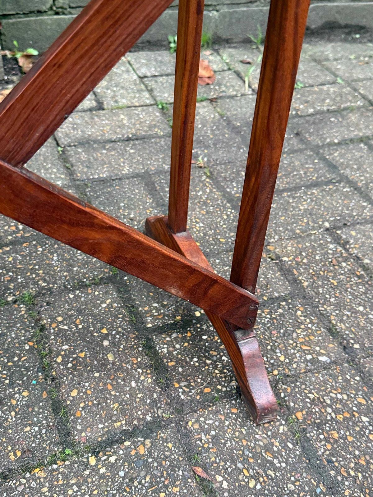 photo for sale Small Vintage Mahogany Side Table With Mid Century Colonial Revival X Frame Base, 1950s–70s