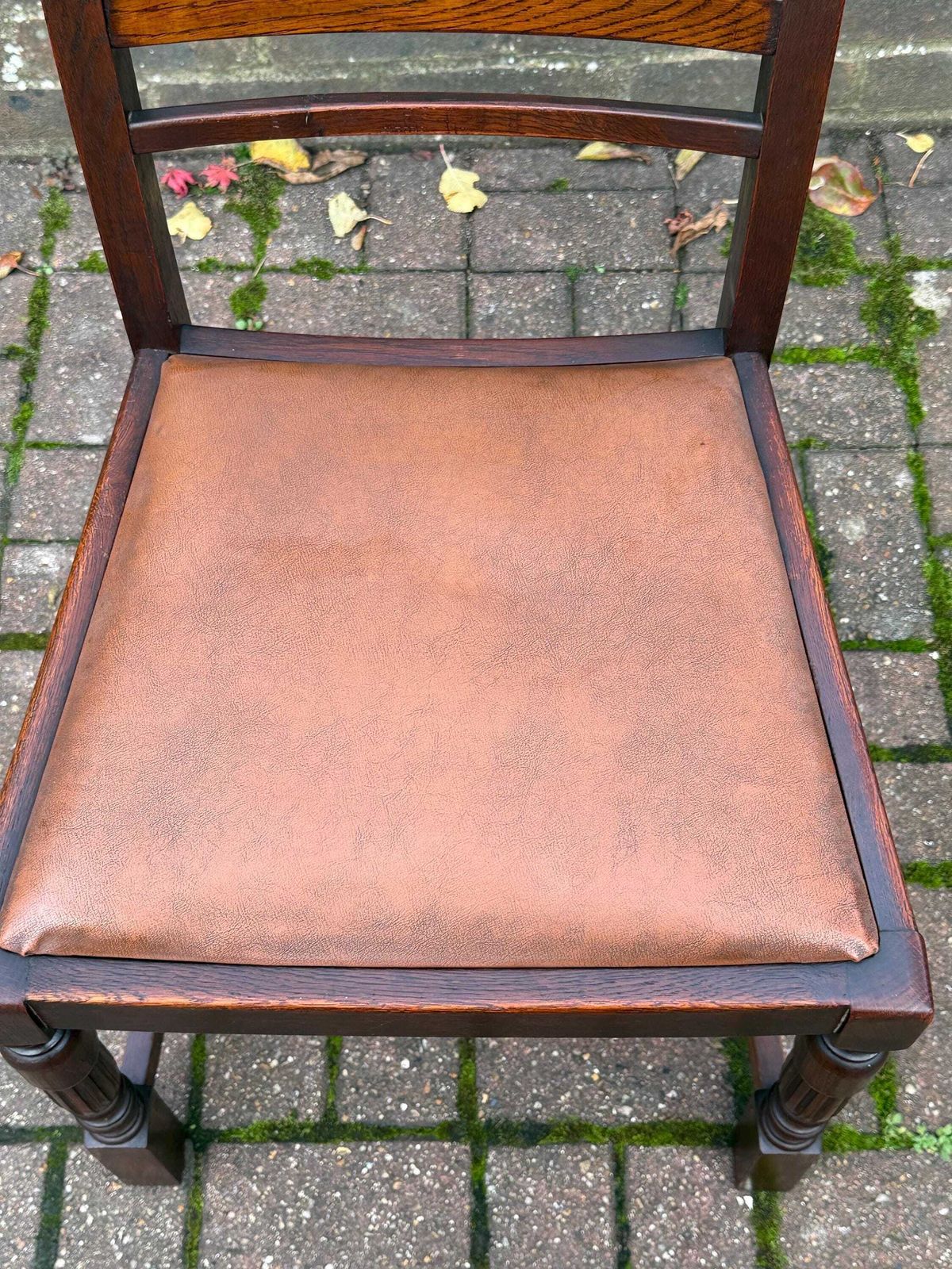 photo vinterior Vintage 1940s/50s High Wycombe Be At Ees Ladder Back Solid Wooden Chair With Leather Seat, Bristow & Townsend Ltd