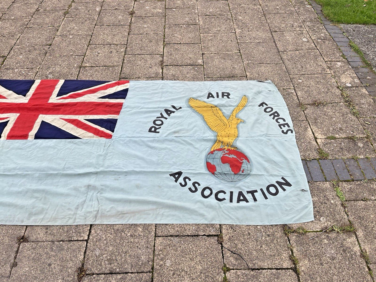 10' Antique Original World War 2 Wwii Raf Royal Air Force Association Linen Flag photo for sale
