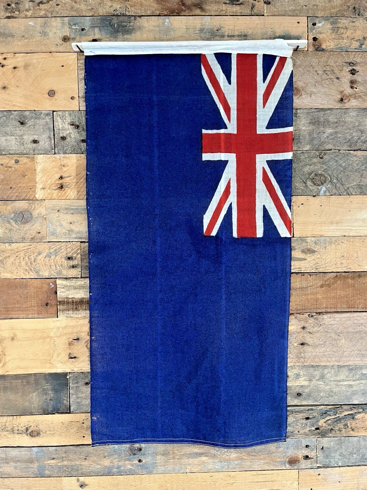 Rare Antique 35" Blue Union Jack British Naval Ensign Flag Vintage Wall Hanging