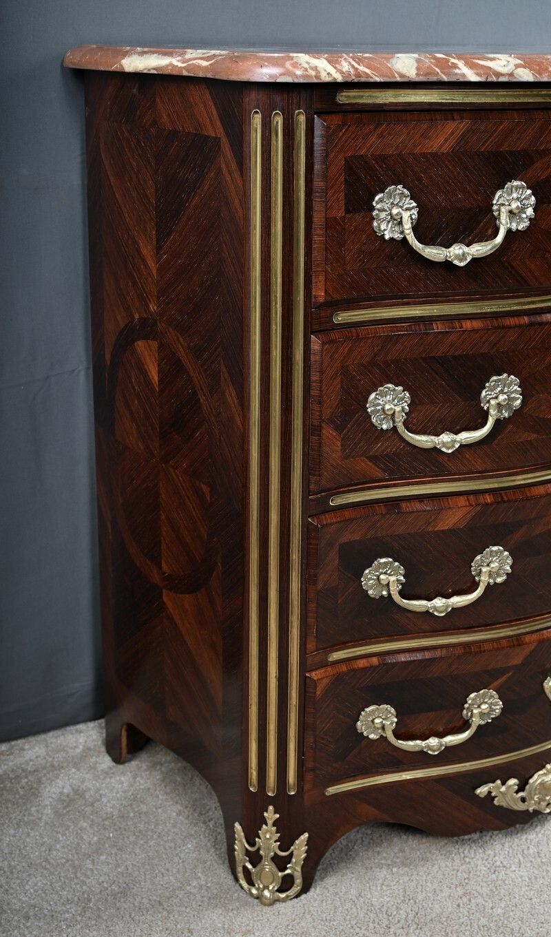 Marquetry Commode, Regency Style, Napoleon III Period – Mid 19th Century photo vintage