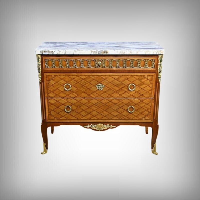 Marquetry Commode, Louis XV Louis XVI Transition Style – Early 20th Century photo furniture
