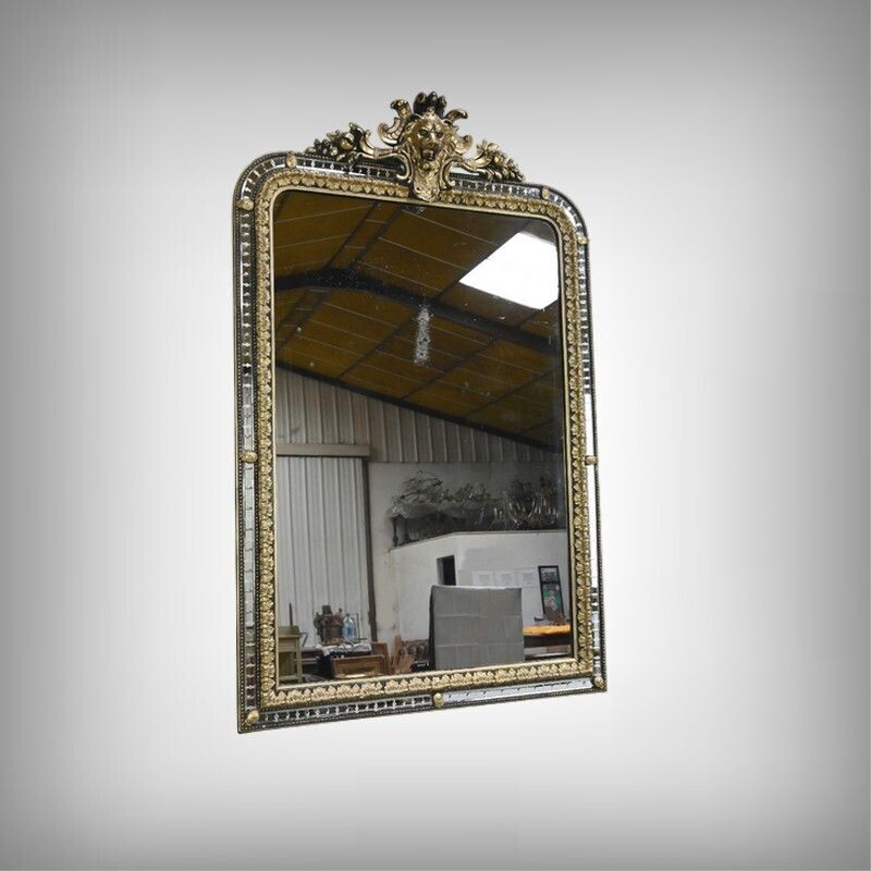 Large Mirror With Parcloses In Gilded And Blackened Wood, Napoleon III Style – Late 19th Century photo furniture