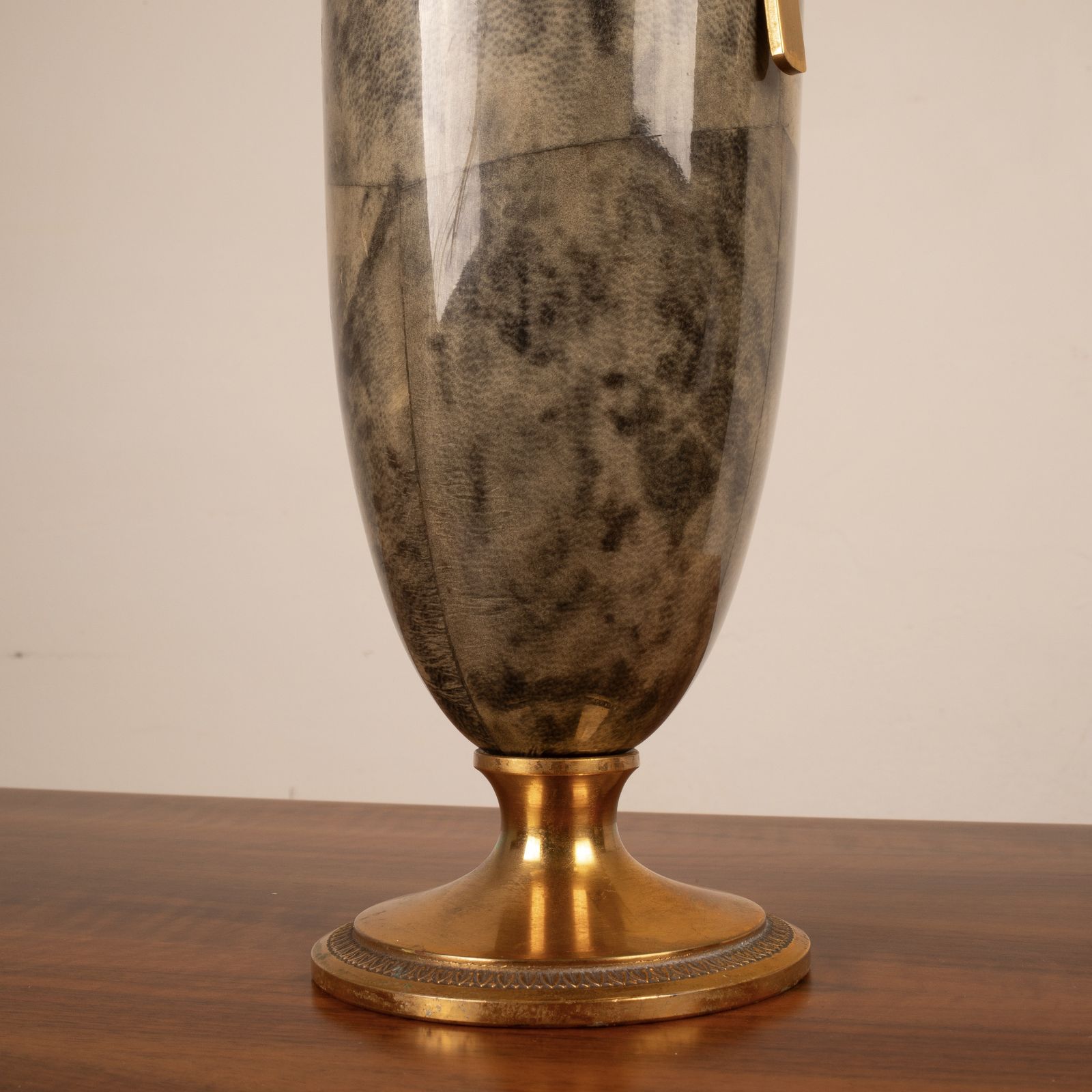 Thermos In Gray Parchment And Brass By Aldo Tura 1960 photo vinterior