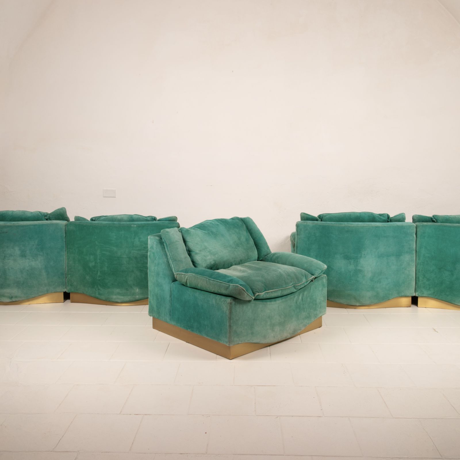 photo for sale Set Of 5 Stropiccio Armchairs By Luciano Frigerio For Frigerio Di Desio 1975