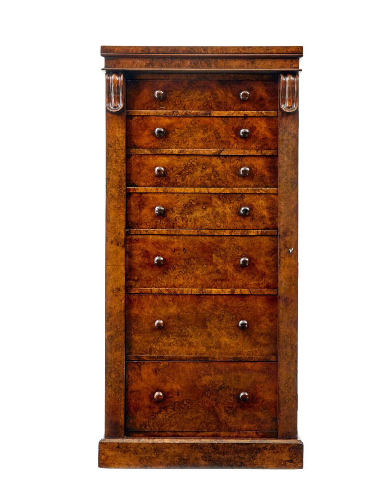 photo furniture Early Victorian Burr Walnut Wellington Chest