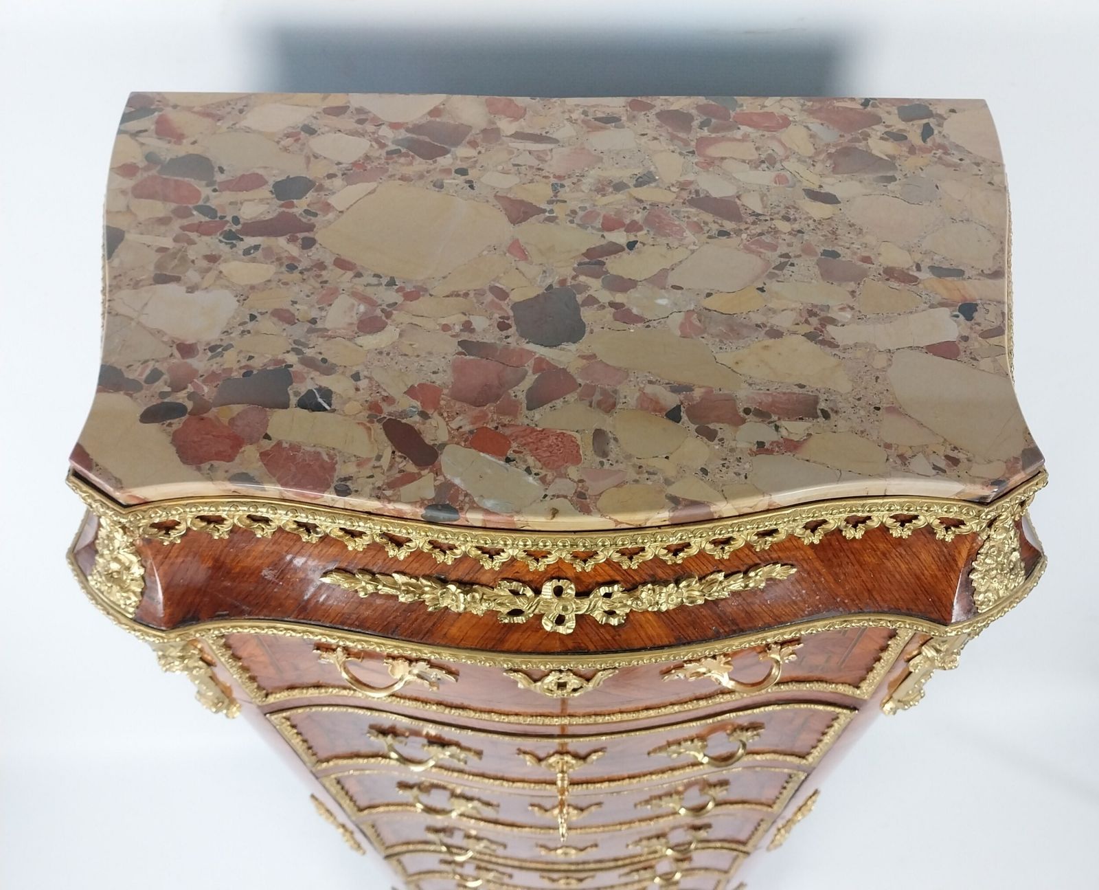French Antique Marble Top Chest Of Drawers With Gilt Bronze Mounts Louis Xv1 Style photo buy