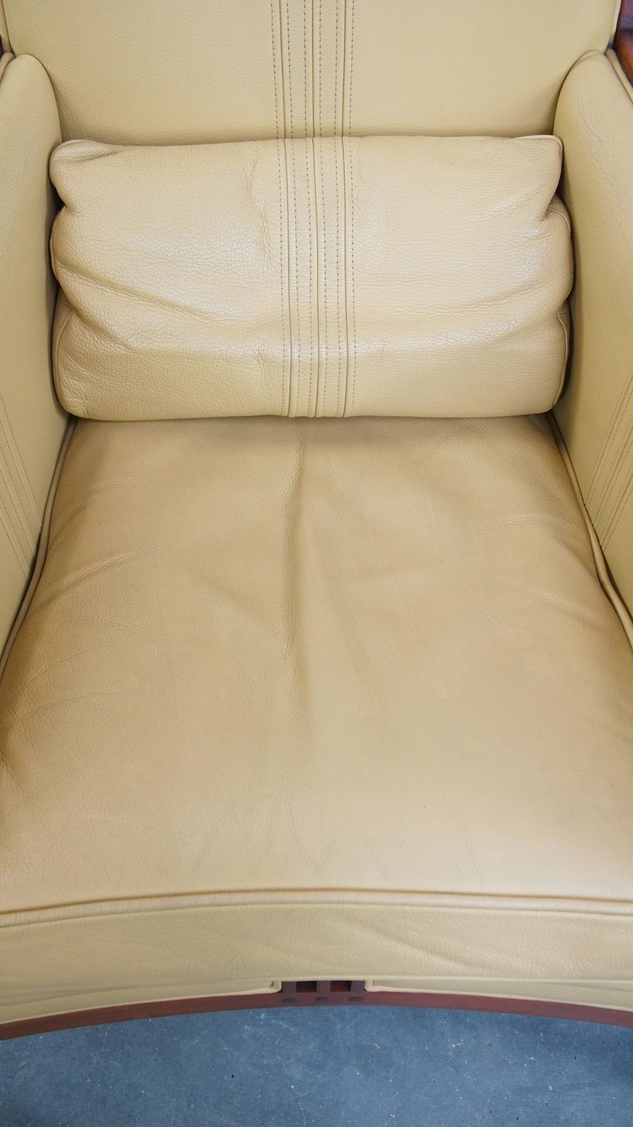Beautiful Art Deco Design Armchair In Yellow Leather With A High Back photo vinterior