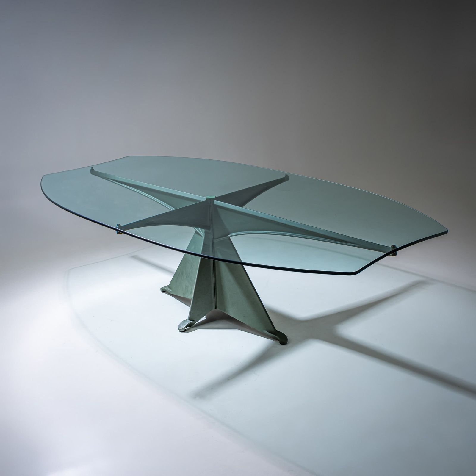 Aluminum And Glass Dining Table, Model “Alada”, Attributed To Oscar Tusquets For Casas, Spain, 1980s photo Furniture
