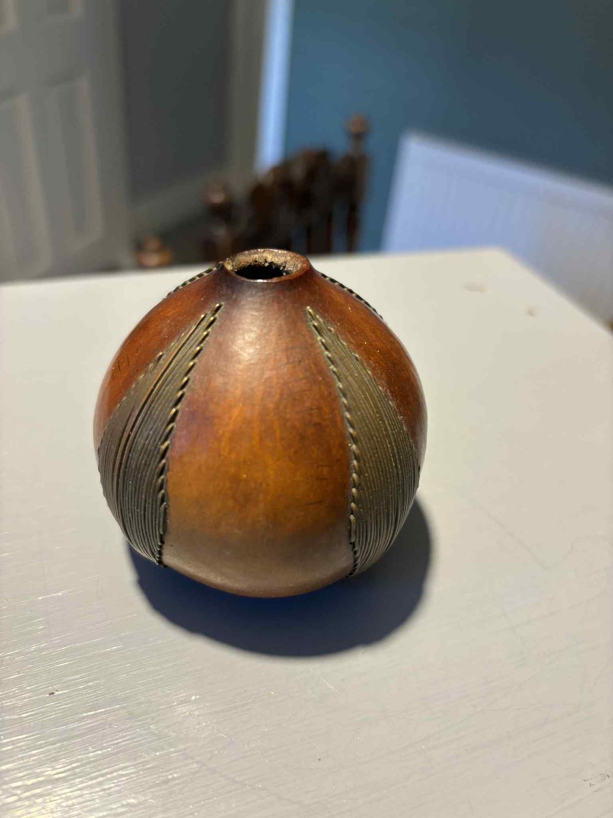Rare Zulu Wire Decorated Gourd Snuff Box. photo buy