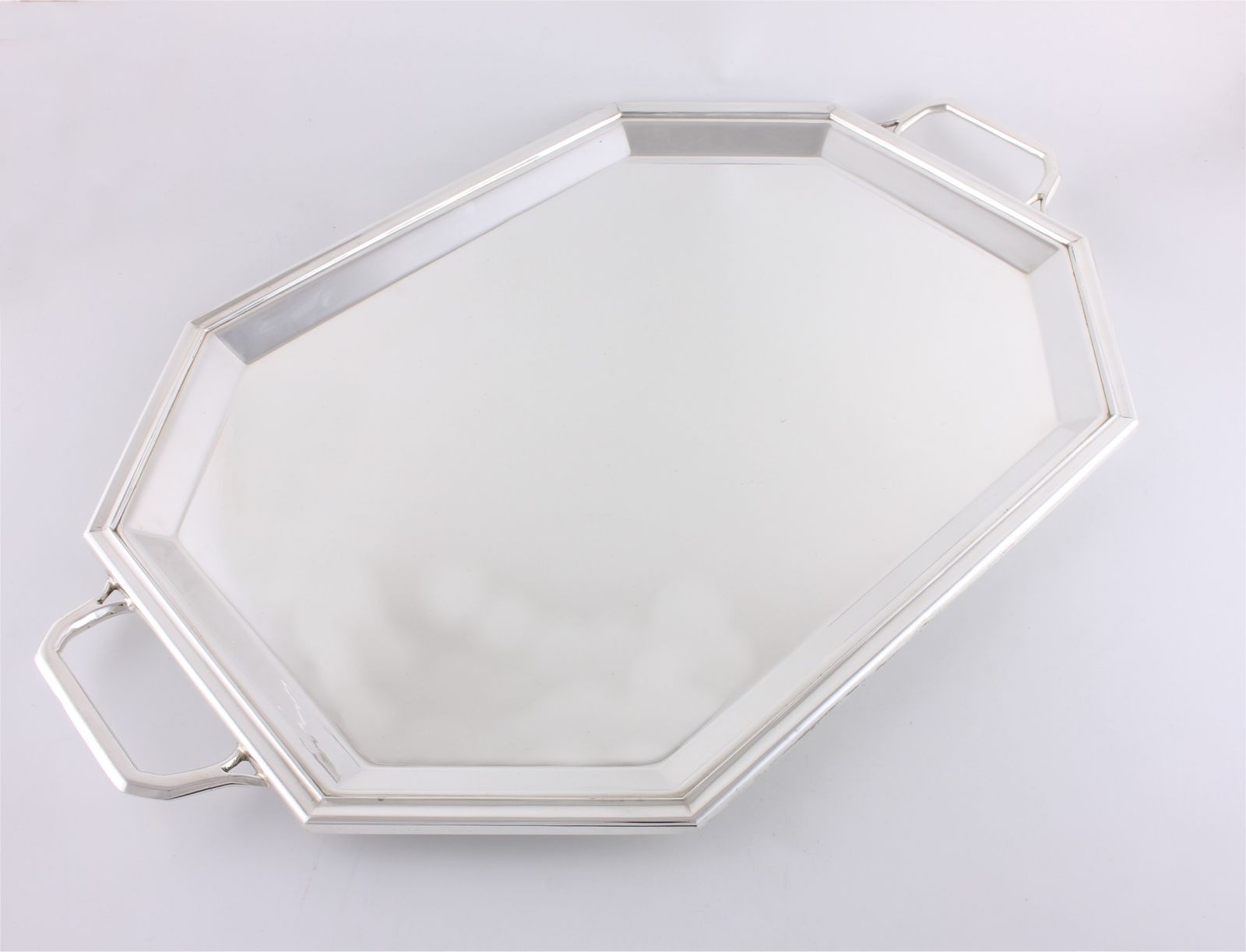 Art Deco Silver Plate Cocktail Tray. Octagonal Drinks Bar Tray. 1930's. photo vinterior