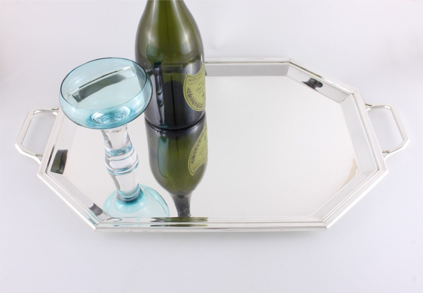 photo furniture Art Deco Silver Plate Cocktail Tray. Octagonal Drinks Bar Tray. 1930's.