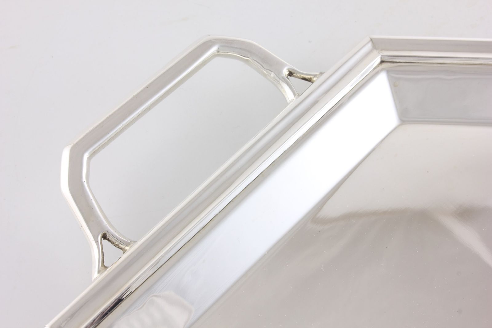 Home Decor Art Deco Silver Plate Cocktail Tray. Octagonal Drinks Bar Tray. 1930's. photo