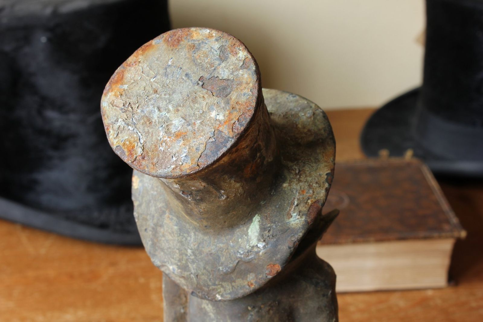 Man In Top Hat Figure. Decorative Patinated Cast Iron Garden Ornament. photo buy