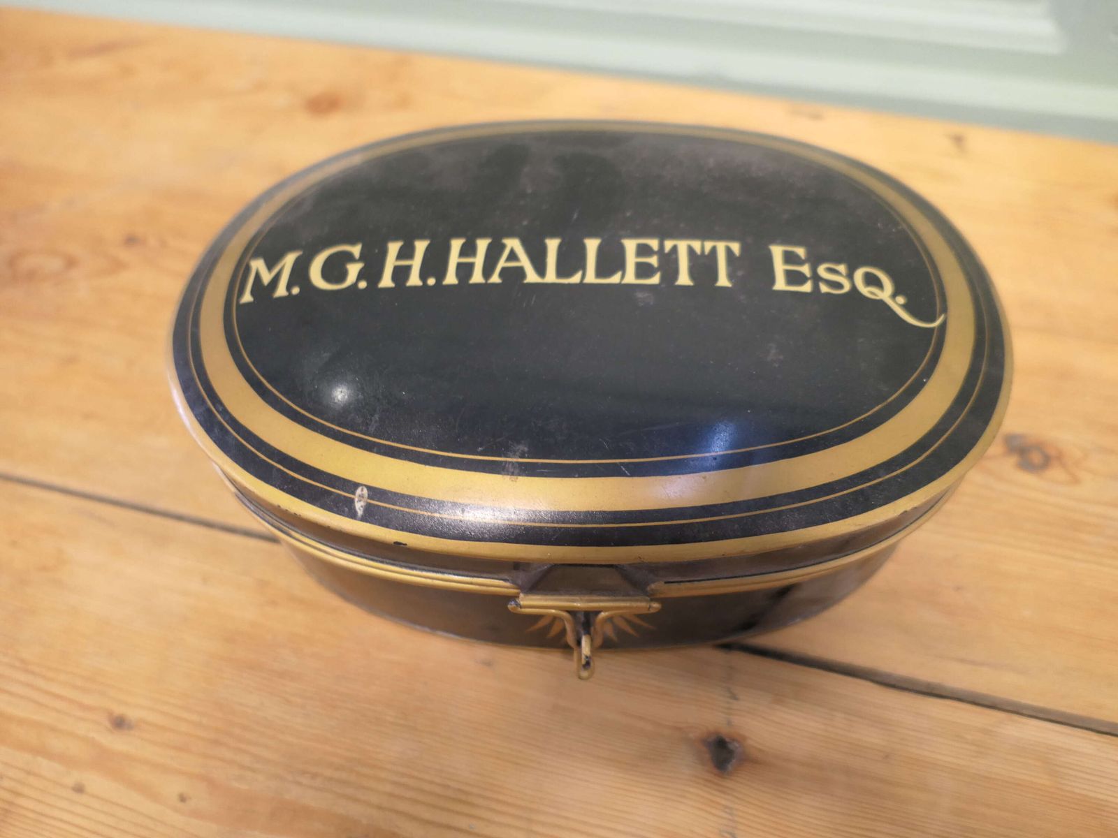 English Barrister's Bench Wig In Original Tole Box By Ravenscroft Law photo furniture